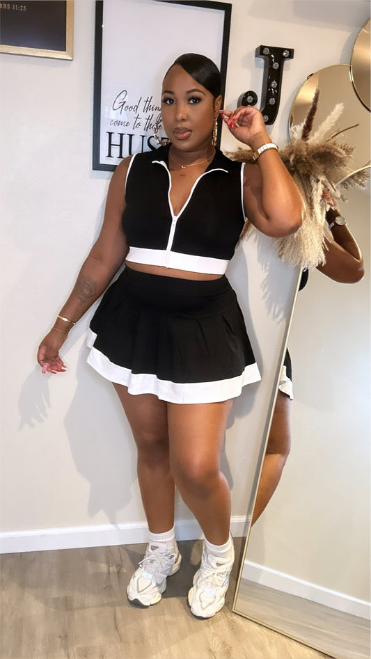 Tennis Skirt Girl- Black (Go up to XL)