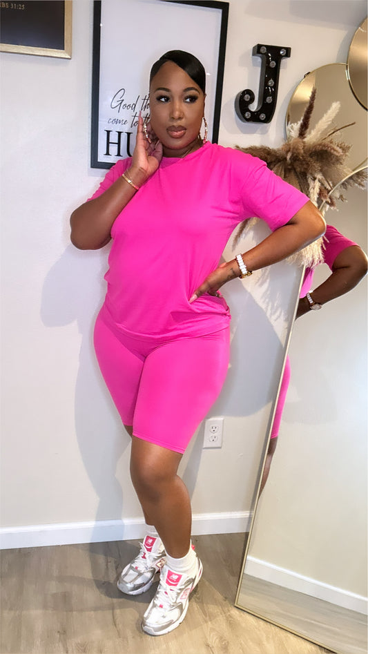 Summer On The Go Set-Pink (Go up to a XL)