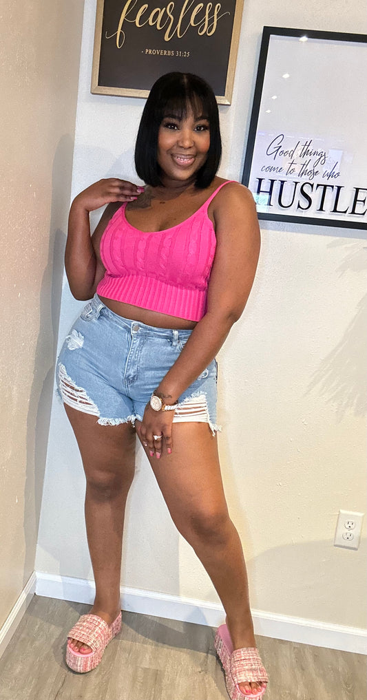 Don’t Distress Me High-rise Denim Shorts