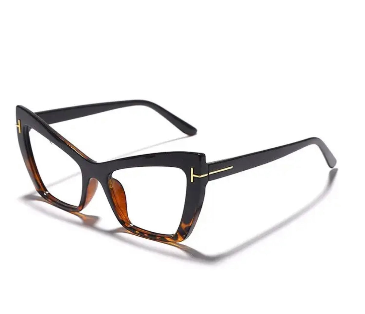 Cat Eye Glasses: Black/Cheetah