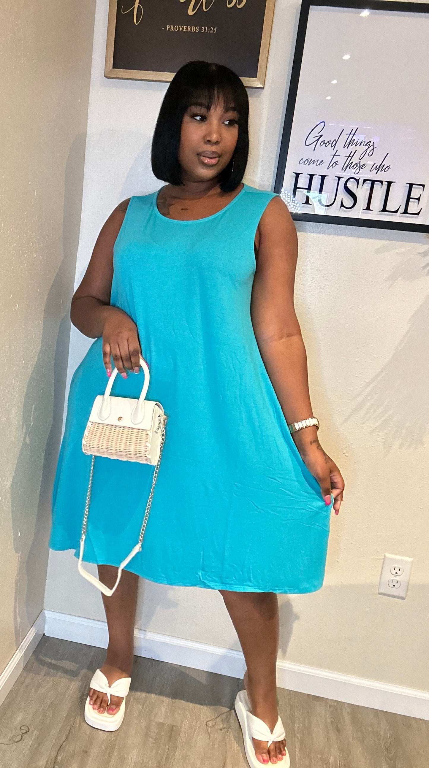 PLUS Flared Out Dress: Ice Blue