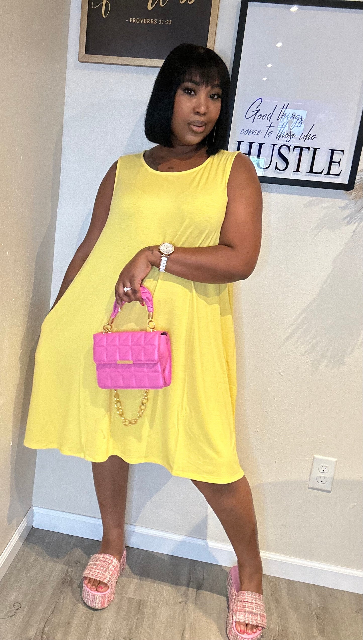 PLUS Flared Out Dress: Yellow