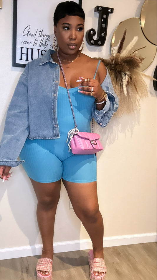 PLUS Bold Babe Romper- Ice Blue
